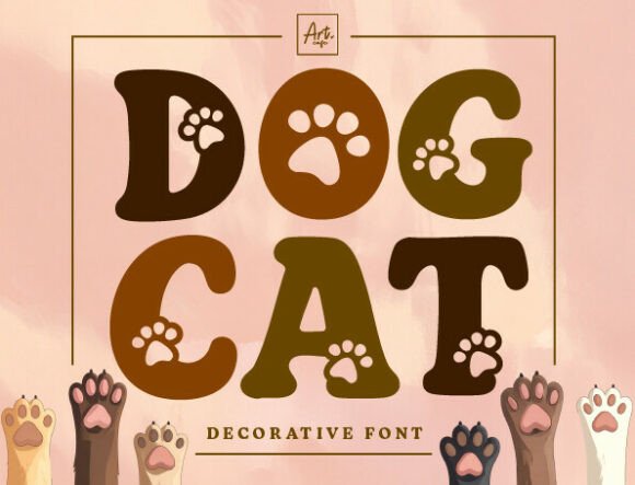 Dog Cat: Retro Paw Prints Meet Playful Personality